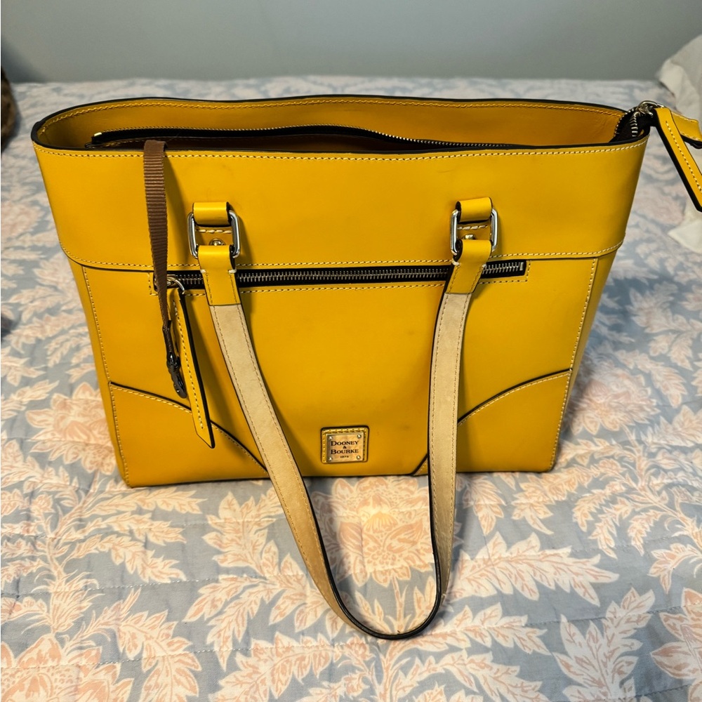 Yellow Leather Tote Bag